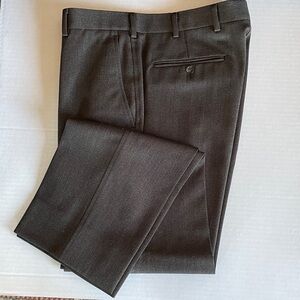Brooks Bros. Fitzgerald Charcoal/Brown Gaberdine Dress Pants, 34w / 31long